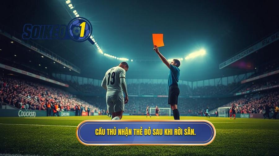 2. Cầu thủ nhận thẻ đỏ sau khi rời sân.