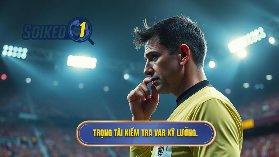 3. Trọng tài kiểm tra VAR kỹ lưỡng.